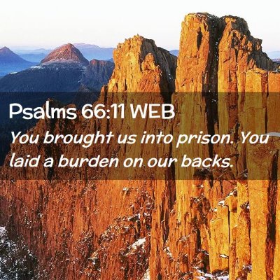 Picture 02 - Psalms 66:11 WEB - You brought us into prison. You laid a burden on - Bible Verse Picture