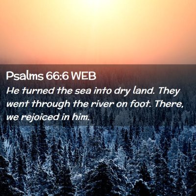 Picture 02 - Psalms 66:6 WEB - He turned the sea into dry land. They went - Bible Verse Picture