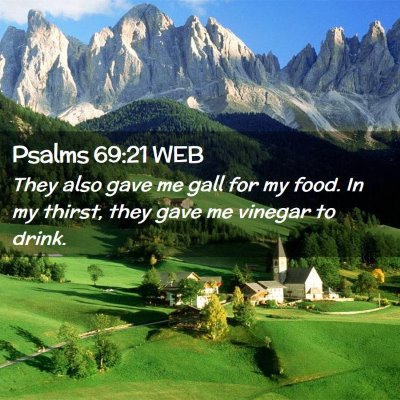 Picture 02 - Psalms 69:21 WEB - They also gave me gall for my food. In my thirst, - Bible Verse Picture
