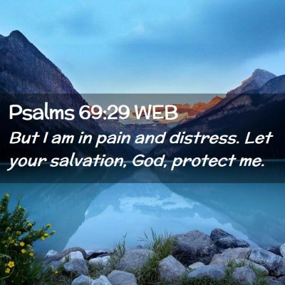 Picture 02 - Psalms 69:29 WEB - But I am in pain and distress. Let your - Bible Verse Picture