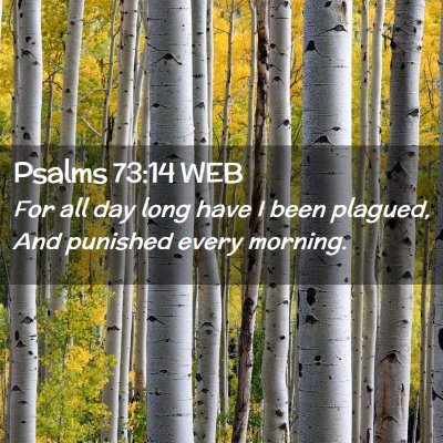 Picture 02 - Psalms 73:14 WEB - For all day long have I been plagued, And - Bible Verse Picture