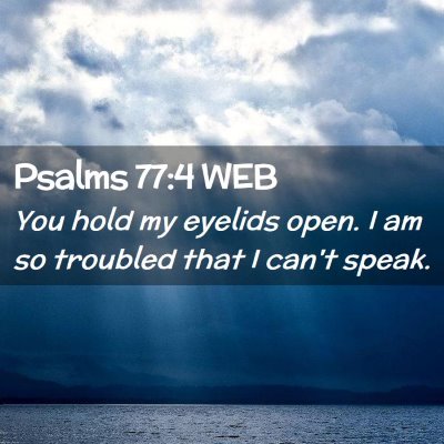 Picture 02 - Psalms 77:4 WEB - You hold my eyelids open. I am so troubled that I - Bible Verse Picture