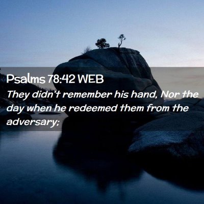 Picture 02 - Psalms 78:42 WEB - They didn't remember his hand, Nor the day when - Bible Verse Picture