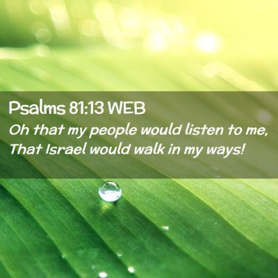 Picture 02 - Psalms 81:13 WEB - Oh that my people would listen to me, That Israel - Bible Verse Picture