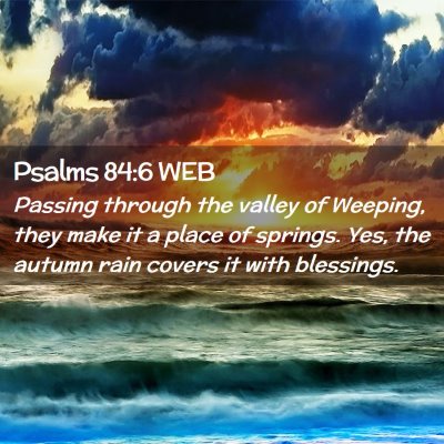 Picture 02 - Psalms 84:6 WEB - Passing through the valley of Weeping, they make - Bible Verse Picture
