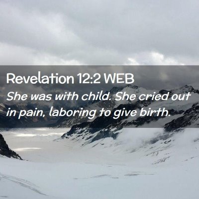 Picture 02 - Revelation 12:2 WEB - She was with child. She cried out in pain, - Bible Verse Picture