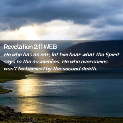 Picture 02 - Revelation 2:11 WEB - He who has an ear, let him hear what the Spirit - Bible Verse Picture