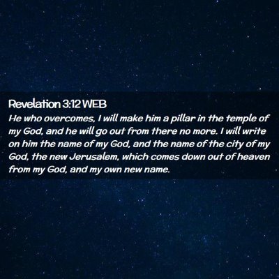 Picture 02 - Revelation 3:12 WEB - He who overcomes, I will make him a pillar in the - Bible Verse Picture