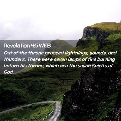 Picture 02 - Revelation 4:5 WEB - Out of the throne proceed lightnings, sounds, and - Bible Verse Picture