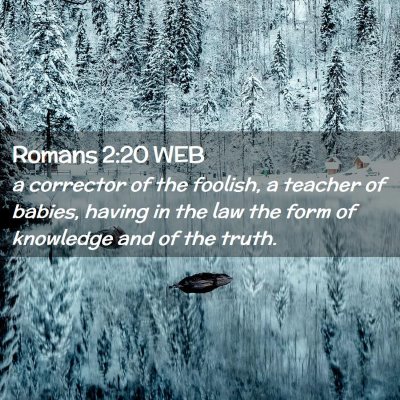 Picture 02 - Romans 2:20 WEB - a corrector of the foolish, a teacher of babies, - Bible Verse Picture