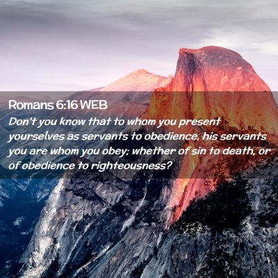 Picture 02 - Romans 6:16 WEB - Don't you know that to whom you present - Bible Verse Picture