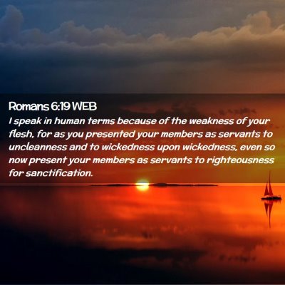 Picture 02 - Romans 6:19 WEB - I speak in human terms because of the weakness of - Bible Verse Picture