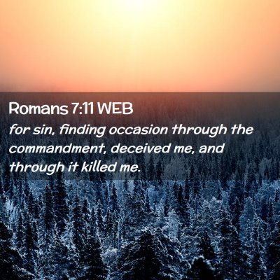 Picture 02 - Romans 7:11 WEB - for sin, finding occasion through the - Bible Verse Picture