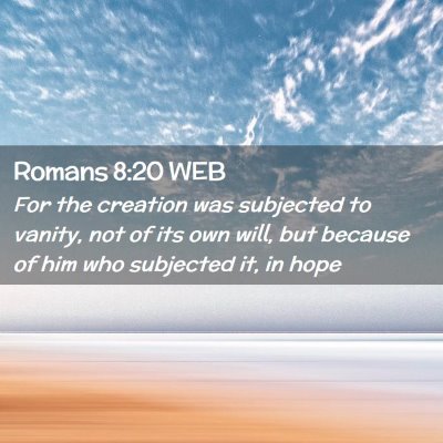 Picture 02 - Romans 8:20 WEB - For the creation was subjected to vanity, not of - Bible Verse Picture