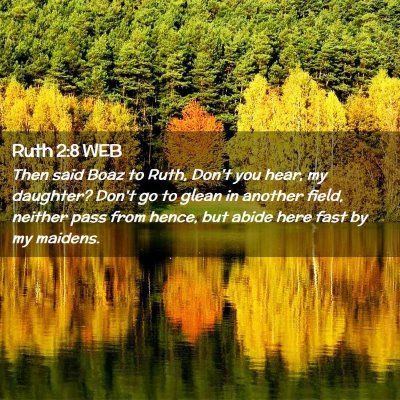 Picture 02 - Ruth 2:8 WEB - Then said Boaz to Ruth, Don't you hear, my - Bible Verse Picture