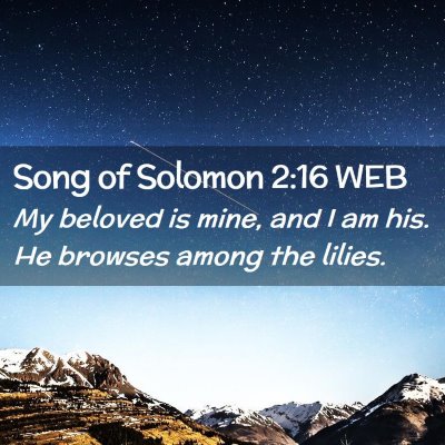 Picture 02 - Song of Solomon 2:16 WEB - My beloved is mine, and I am his. He browses - Bible Verse Picture