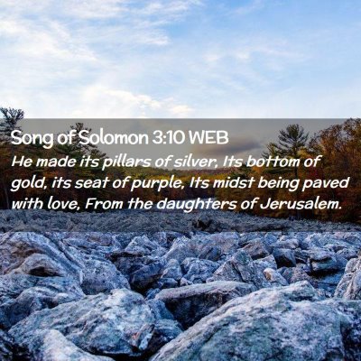 Picture 02 - Song of Solomon 3:10 WEB - He made its pillars of silver, Its bottom of - Bible Verse Picture