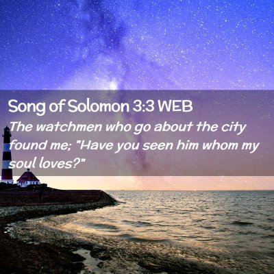 Picture 02 - Song of Solomon 3:3 WEB - The watchmen who go about the city found me; - Bible Verse Picture