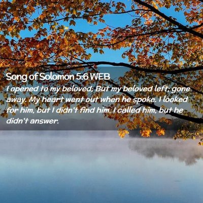 Picture 02 - Song of Solomon 5:6 WEB - I opened to my beloved; But my beloved left; gone - Bible Verse Picture