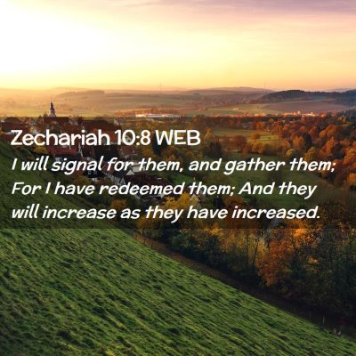 Picture 02 - Zechariah 10:8 WEB - I will signal for them, and gather them; For I - Bible Verse Picture
