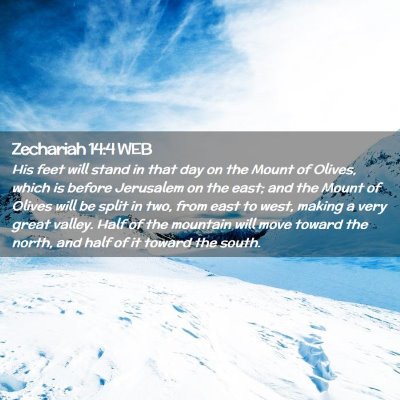 Picture 02 - Zechariah 14:4 WEB - His feet will stand in that day on the Mount of - Bible Verse Picture
