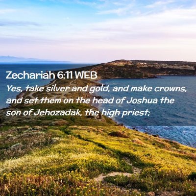 Picture 02 - Zechariah 6:11 WEB - Yes, take silver and gold, and make crowns, and - Bible Verse Picture
