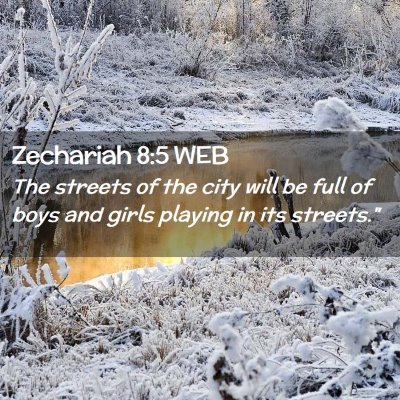 Picture 02 - Zechariah 8:5 WEB - The streets of the city will be full of boys and - Bible Verse Picture