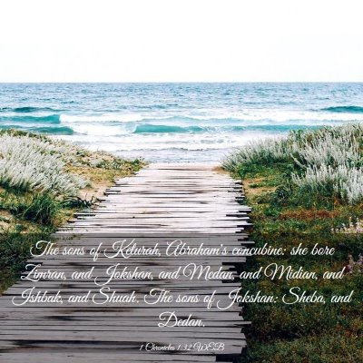 Picture 03 - 1 Chronicles 1:32 WEB - The sons of Keturah, Abraham's concubine: she - Bible Verse Picture