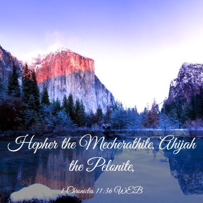 Picture 03 - 1 Chronicles 11:36 WEB - Hepher the Mecherathite, Ahijah the - Bible Verse Picture