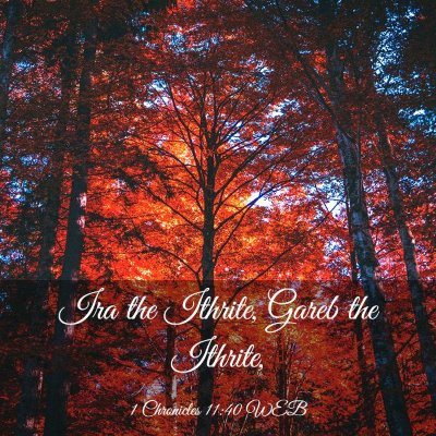 Picture 03 - 1 Chronicles 11:40 WEB - Ira the Ithrite, Gareb the - Bible Verse Picture