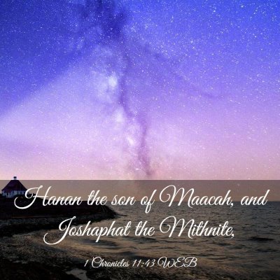 Picture 03 - 1 Chronicles 11:43 WEB - Hanan the son of Maacah, and Joshaphat the - Bible Verse Picture