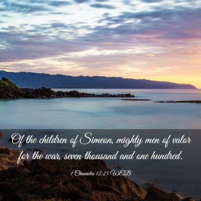 Picture 03 - 1 Chronicles 12:25 WEB - Of the children of Simeon, mighty men of valor - Bible Verse Picture