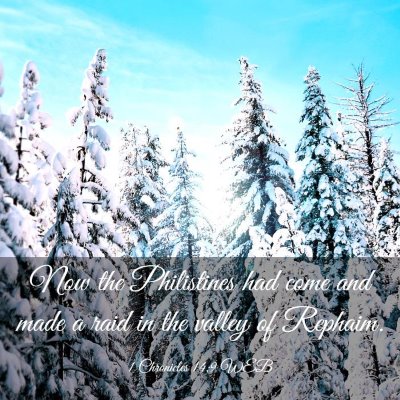 Picture 03 - 1 Chronicles 14:9 WEB - Now the Philistines had come and made a raid in - Bible Verse Picture