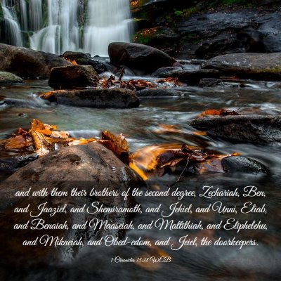 Picture 03 - 1 Chronicles 15:18 WEB - and with them their brothers of the second - Bible Verse Picture
