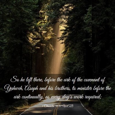 Picture 03 - 1 Chronicles 16:37 WEB - So he left there, before the ark of the covenant - Bible Verse Picture
