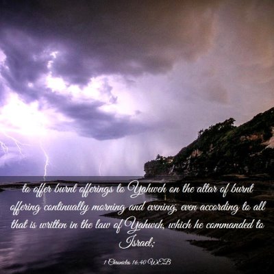 Picture 03 - 1 Chronicles 16:40 WEB - to offer burnt offerings to Yahweh on the altar - Bible Verse Picture