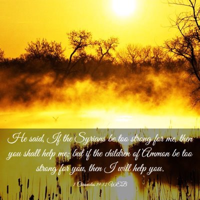 Picture 03 - 1 Chronicles 19:12 WEB - He said, If the Syrians be too strong for me, - Bible Verse Picture