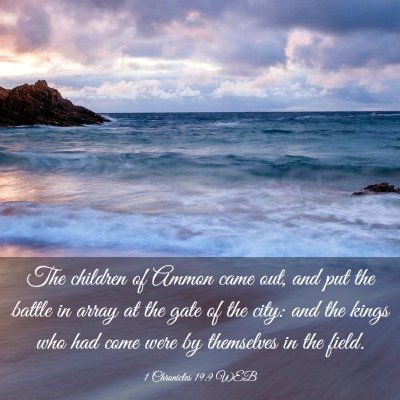 Picture 03 - 1 Chronicles 19:9 WEB - The children of Ammon came out, and put the - Bible Verse Picture