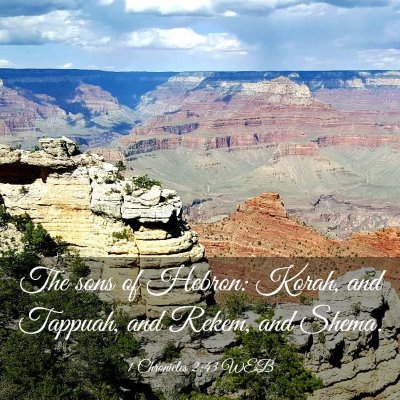 Picture 03 - 1 Chronicles 2:43 WEB - The sons of Hebron: Korah, and Tappuah, and - Bible Verse Picture