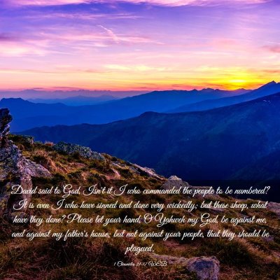 Picture 03 - 1 Chronicles 21:17 WEB - David said to God, Isn't it I who commanded the - Bible Verse Picture