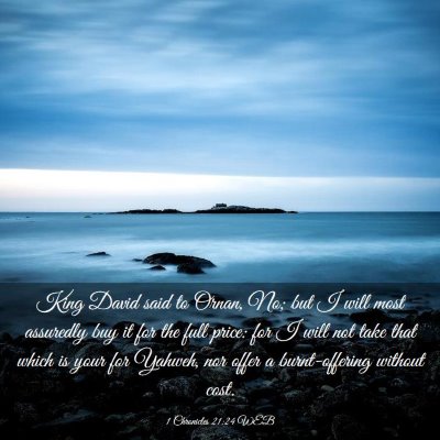 Picture 03 - 1 Chronicles 21:24 WEB - King David said to Ornan, No; but I will most - Bible Verse Picture