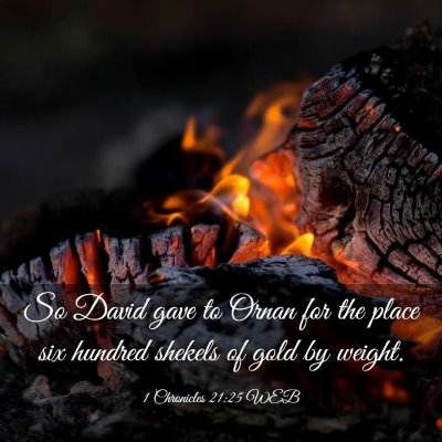 Picture 03 - 1 Chronicles 21:25 WEB - So David gave to Ornan for the place six hundred - Bible Verse Picture
