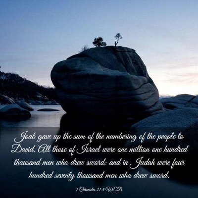 Picture 03 - 1 Chronicles 21:5 WEB - Joab gave up the sum of the numbering of the - Bible Verse Picture