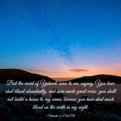Picture 03 - 1 Chronicles 22:8 WEB - But the word of Yahweh came to me, saying, You - Bible Verse Picture