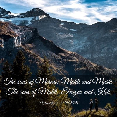 Picture 03 - 1 Chronicles 23:21 WEB - The sons of Merari: Mahli and Mushi. The sons of - Bible Verse Picture