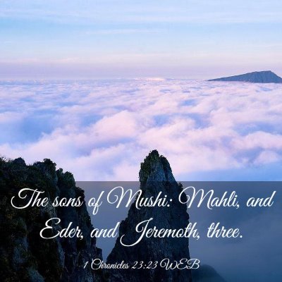 Picture 03 - 1 Chronicles 23:23 WEB - The sons of Mushi: Mahli, and Eder, and Jeremoth, - Bible Verse Picture