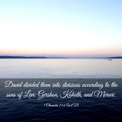 Picture 03 - 1 Chronicles 23:6 WEB - David divided them into divisions according to - Bible Verse Picture