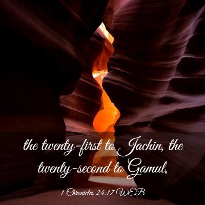 Picture 03 - 1 Chronicles 24:17 WEB - the twenty-first to Jachin, the twenty-second to - Bible Verse Picture