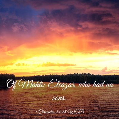Picture 03 - 1 Chronicles 24:28 WEB - Of Mahli: Eleazar, who had no - Bible Verse Picture