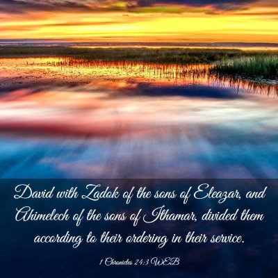 Picture 03 - 1 Chronicles 24:3 WEB - David with Zadok of the sons of Eleazar, and - Bible Verse Picture